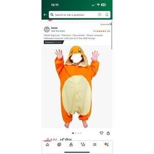 Charmander Pokémon onesie pajama fleece  5-9 new in package